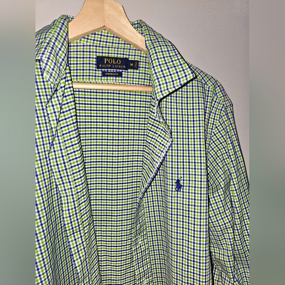 Polo Ralph Lauren Green Blue Check Men's Classic Fit Button Down Shirt Sz Medium - Picture 3 of 7